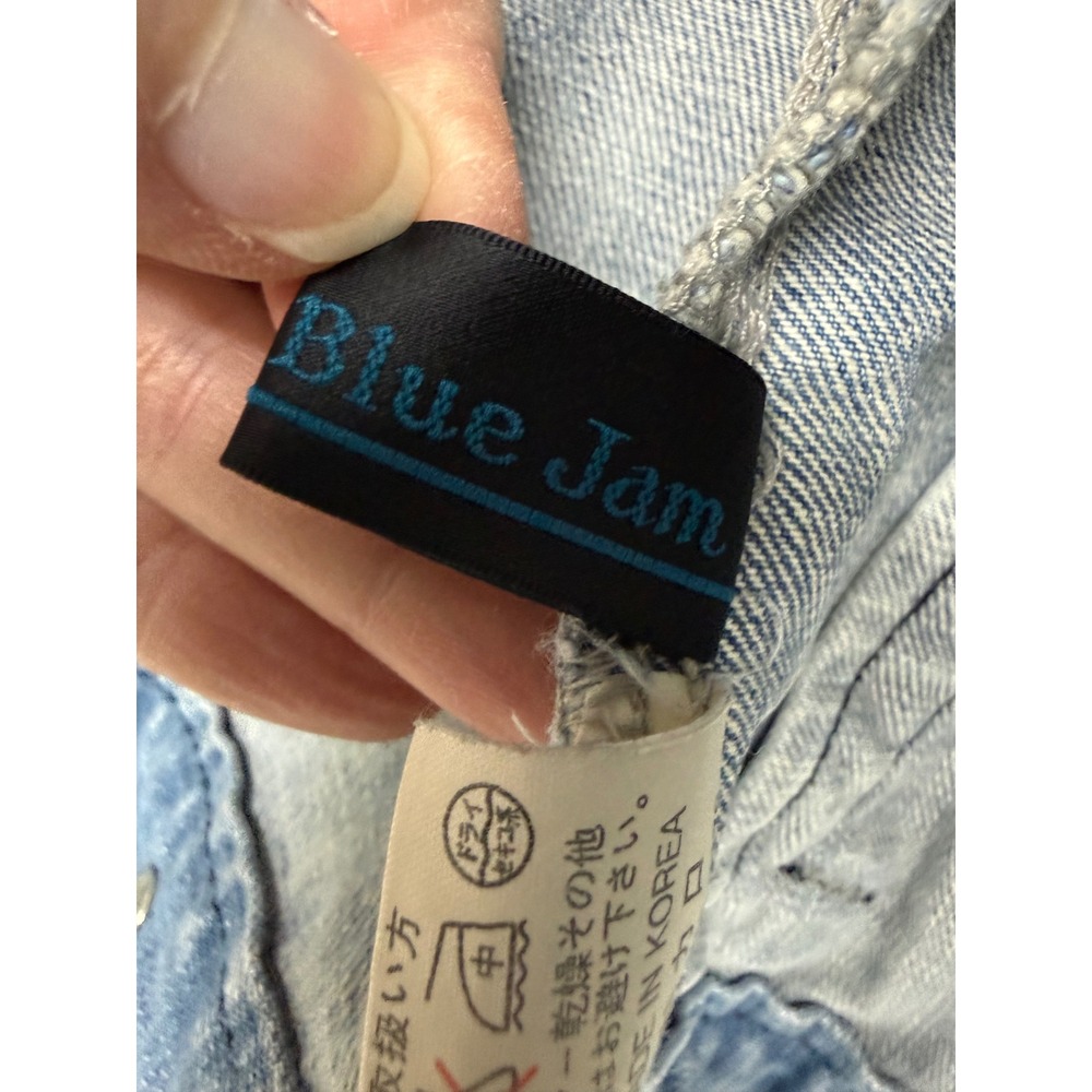 Blue Jam Vintage Light Wash Acid Wash Denim Trucker Jacket Distressed Cropped S - Picture 3 of 6